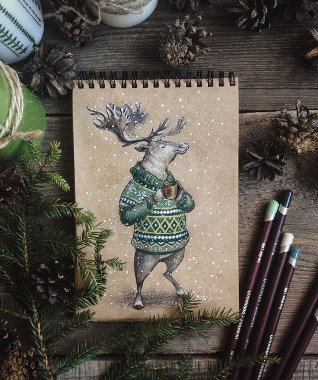 ศิลปินรัสเซียทำเก๋ วาดรูปการ์ตูนการ์ด จากความชื่นชอบเทพนิยาย