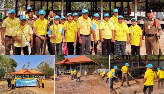 สารวัตรใหญ่ สภ.เนินกุ่ม จัดกิจกรรมบำเพ็ญสาธารณประโยชน์สถานที่ปฏิบัติศาสนกิจ