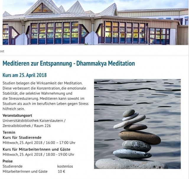 มหาวิทยาลัยในเยอรมนี เห็นประโยชน์ของสมาธิ เปิดคอร์ส Middle Way Meditation