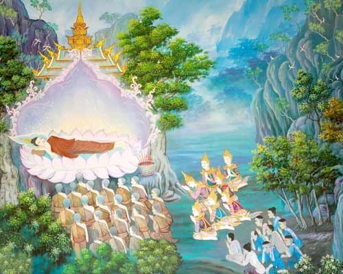 เทวดาผู้มีอายุยืน ร้อยมาลัยเพื่อบูชาพระพุทธเจ้า ไม่เสร็จสักที จนถึงวันปรินิพพาน ก็ไม่เสร็จ แล้วทำไงดี ?