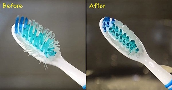 เจ๋ง !!! วิธีคืนรูปแปรงสีฟันขนบานไม่น่าใช้ ให้กลับมาเหมือนใหม่ด้วยน้ำร้อน