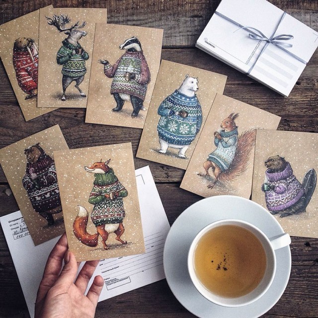 ศิลปินรัสเซียทำเก๋ วาดรูปการ์ตูนการ์ด จากความชื่นชอบเทพนิยาย