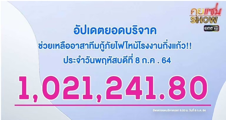 ธัญญ่า ธัญญาเรศ เปิดบัญชี ระดมทุน ช่วยเหลือ อาสานักดับเพลิง