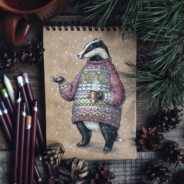 ศิลปินรัสเซียทำเก๋ วาดรูปการ์ตูนการ์ด จากความชื่นชอบเทพนิยาย