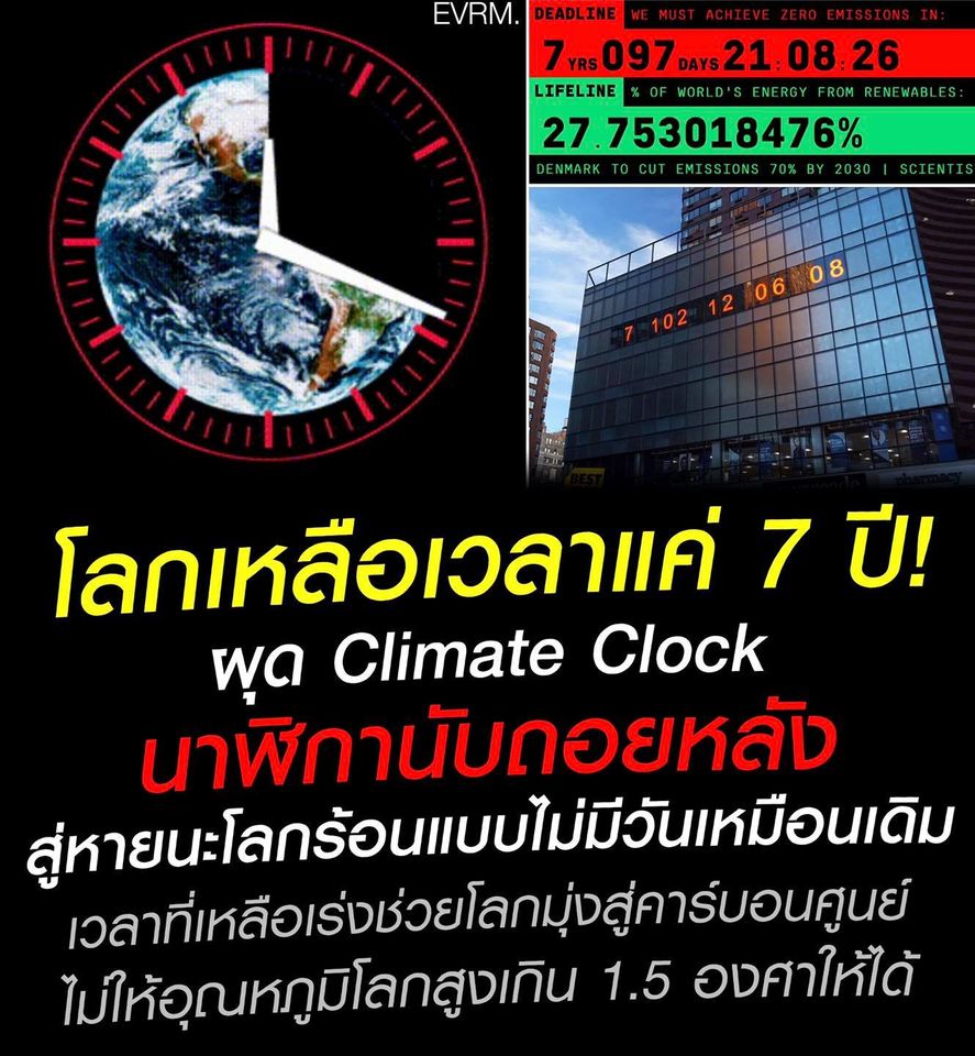 Climate Clock นาฬิกานับถอยหลังสู่หายนะโลกร้อน เราเหลือเวลาแค่ 7 ปี!