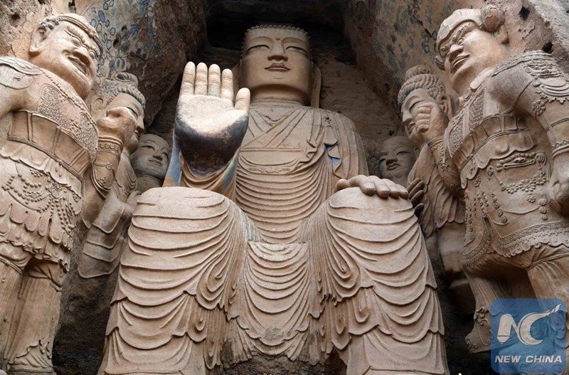ถ้ำหินสลักที่เก่าแก่ที่สุดของจีน  พระพุทธรูปแกะสลัก"เทียนทีซาน"