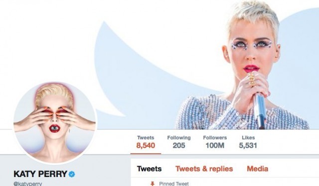 'เคที่ เพอร์รี่' นักร้องสาวคนแรกมีคนติดตามในทวิตเตอร์ 100 ล้าน