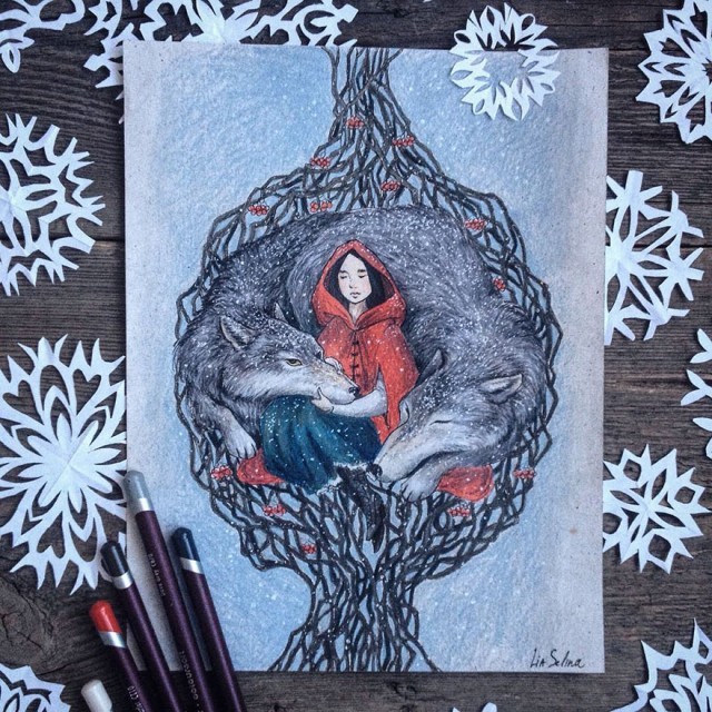 ศิลปินรัสเซียทำเก๋ วาดรูปการ์ตูนการ์ด จากความชื่นชอบเทพนิยาย