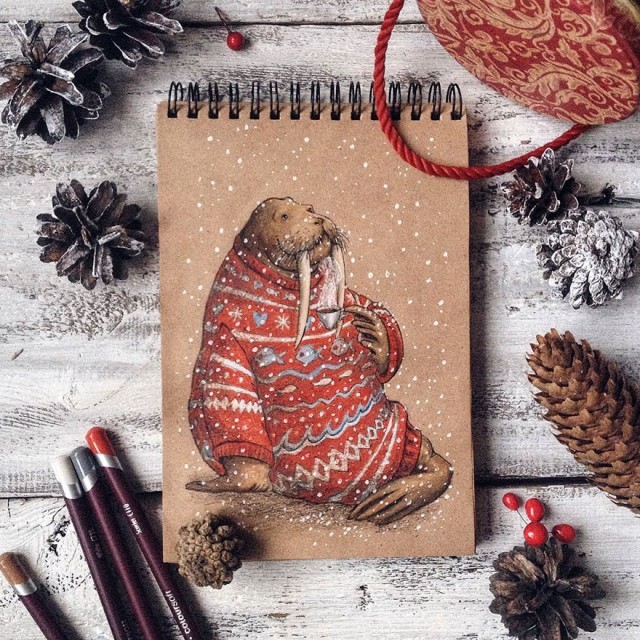 ศิลปินรัสเซียทำเก๋ วาดรูปการ์ตูนการ์ด จากความชื่นชอบเทพนิยาย