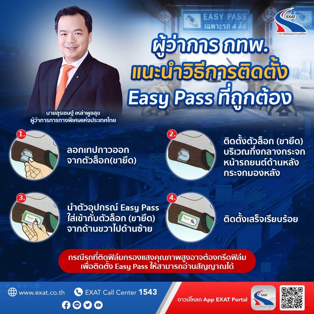 วอนผู้ใช้บัตร “อีซี่พาส” ติดตั้งบัตรให้ถูกวิธี ลดปัญหารถติดหน้าด่าน