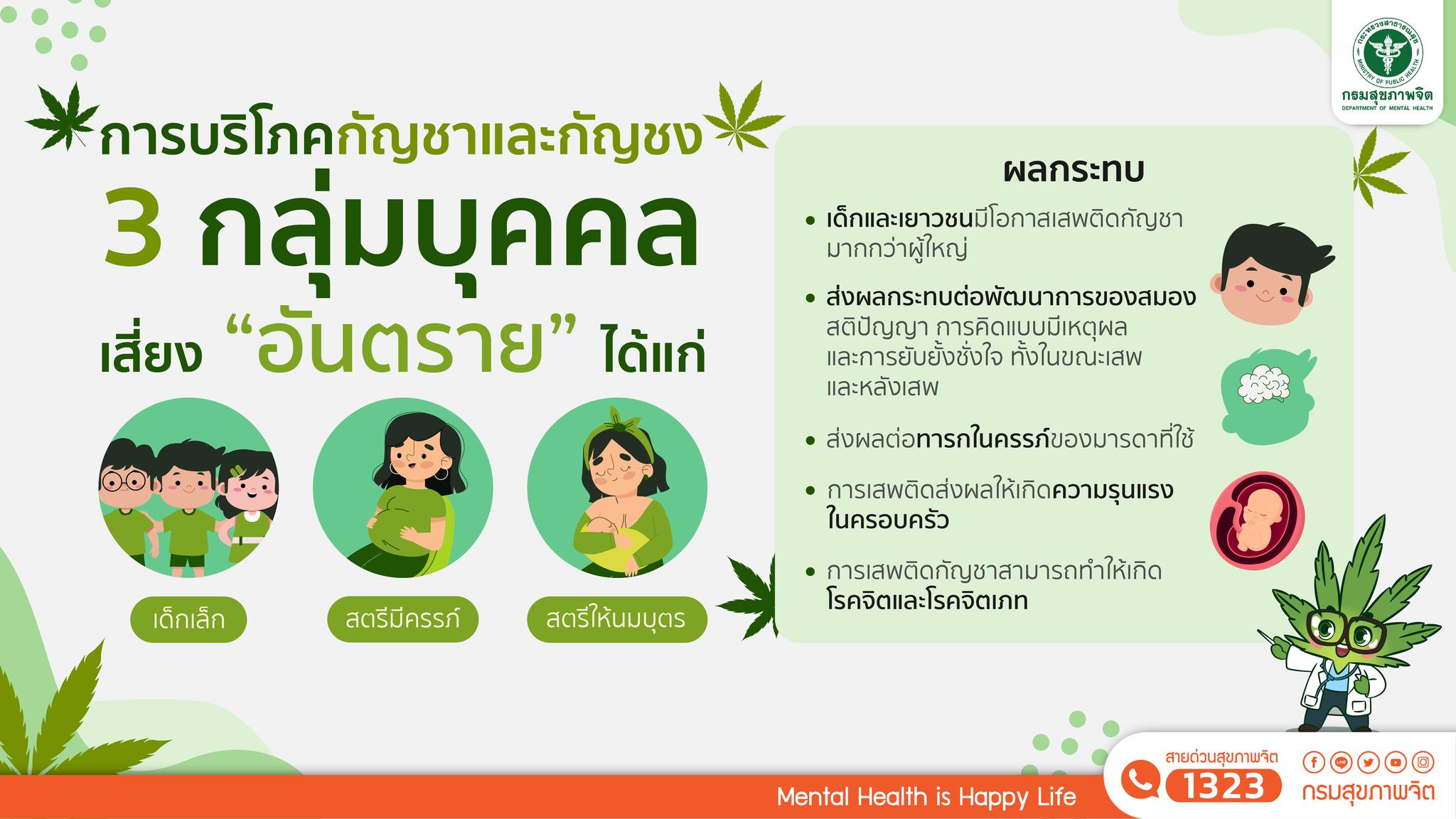 การบริโภค'กัญชาและกัญชง' 3 กลุ่มบุคคลเสี่ยง