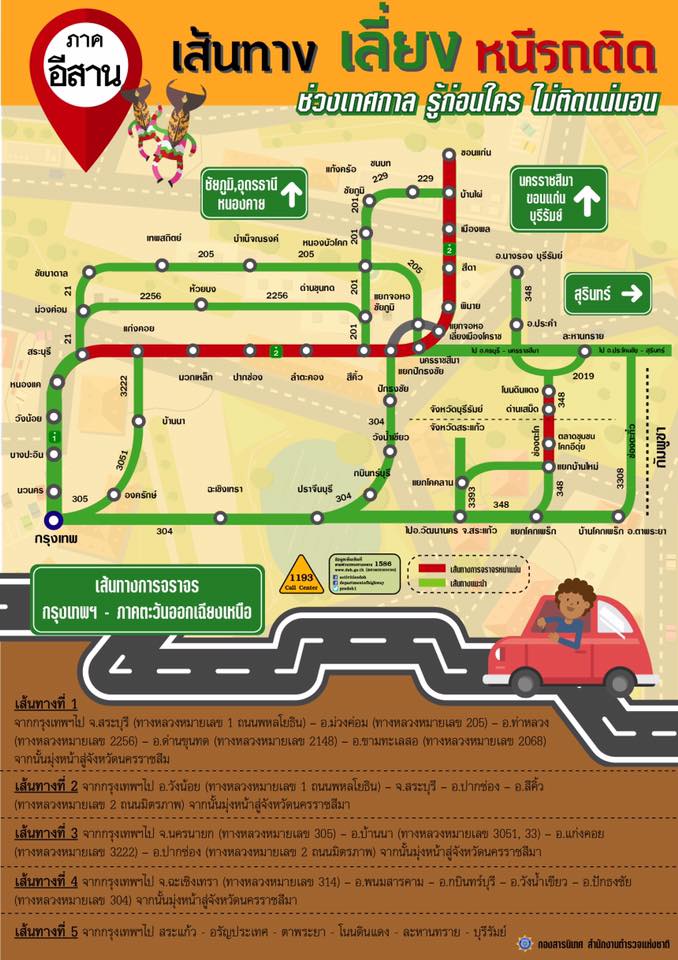 เช็กเส้นทางเลี่ยงรถติดปีใหม่ 14 เส้นทาง