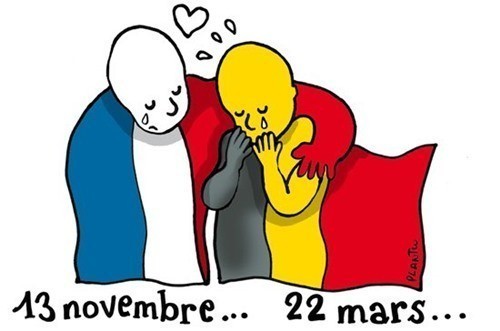 ร่วมอาลัยสุดซึ้ง " Pray for Brussels " จาก  "Tintin"  การ์ตูนชื่อดังก้องโลก