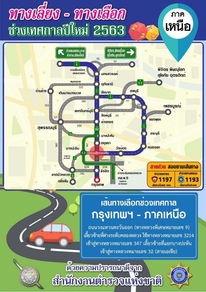 สำนักงานตำรวจแห่งชาติ แนะเส้นทางเลือก-ทางเลี่ยง ในช่วงเทศกาลปีใหม่ 2563