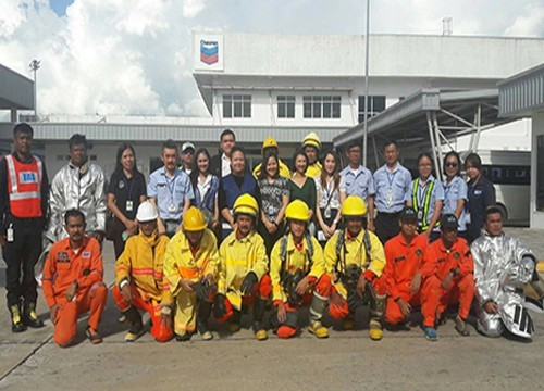สนามบินนครศรีธรรมราช ร่วมกับ บริษัท เชฟรอน ประเทศไทย ฝึกซ้อมแผนการป้องกัน ระงับอัคคีภัย