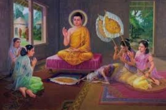 อนุสาสนีปาฏิหาริย์ของพระตถาคต ทำให้พระนางรูปนันทาละความยึดมั่นในรูปโฉมบรรลุธรรมเป็นพระอรหันต์