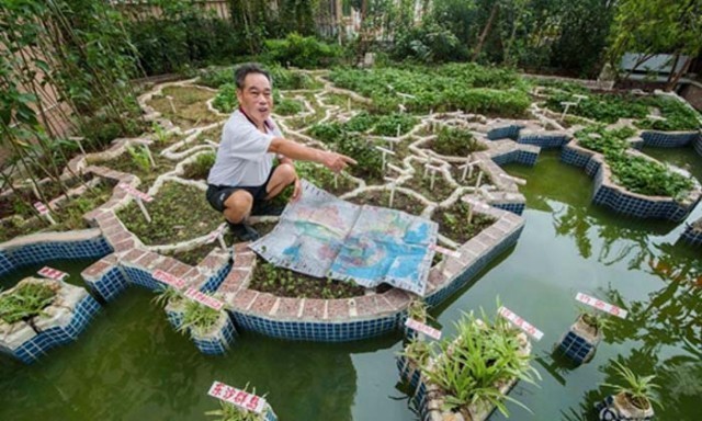 อาจารย์สร้างแผนที่จำลองประเทศจีนบนระเบียงบ้านตัวเอง