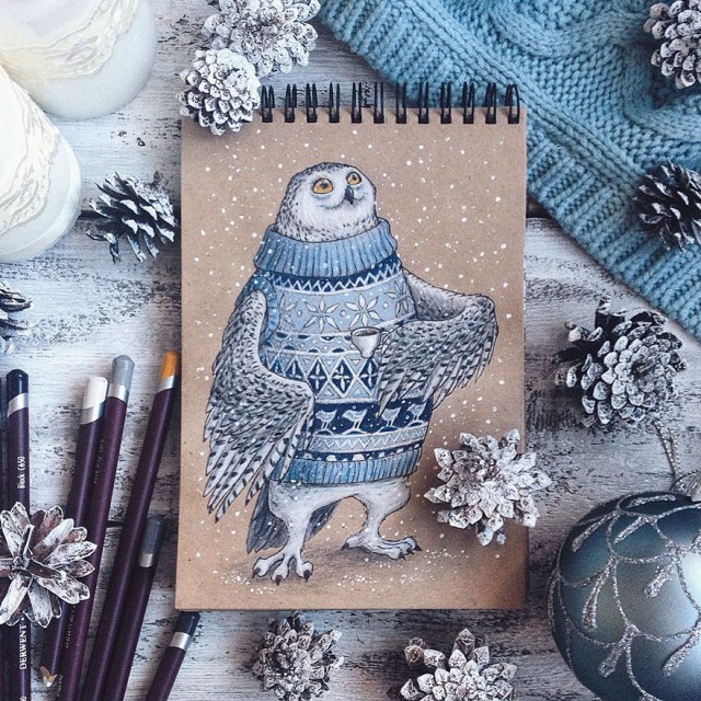 ศิลปินรัสเซียทำเก๋ วาดรูปการ์ตูนการ์ด จากความชื่นชอบเทพนิยาย