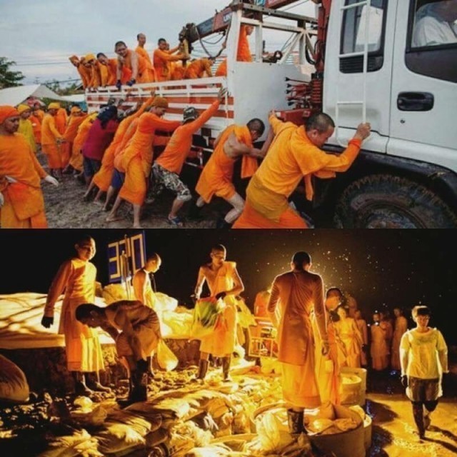 ศิษย์วัดพระธรรมกายโอด..โชว์ภาพปี 54 ตั้งใจช่วยภัยน้ำท่วมสุดชีวิตทั้งพระทั้งโยม