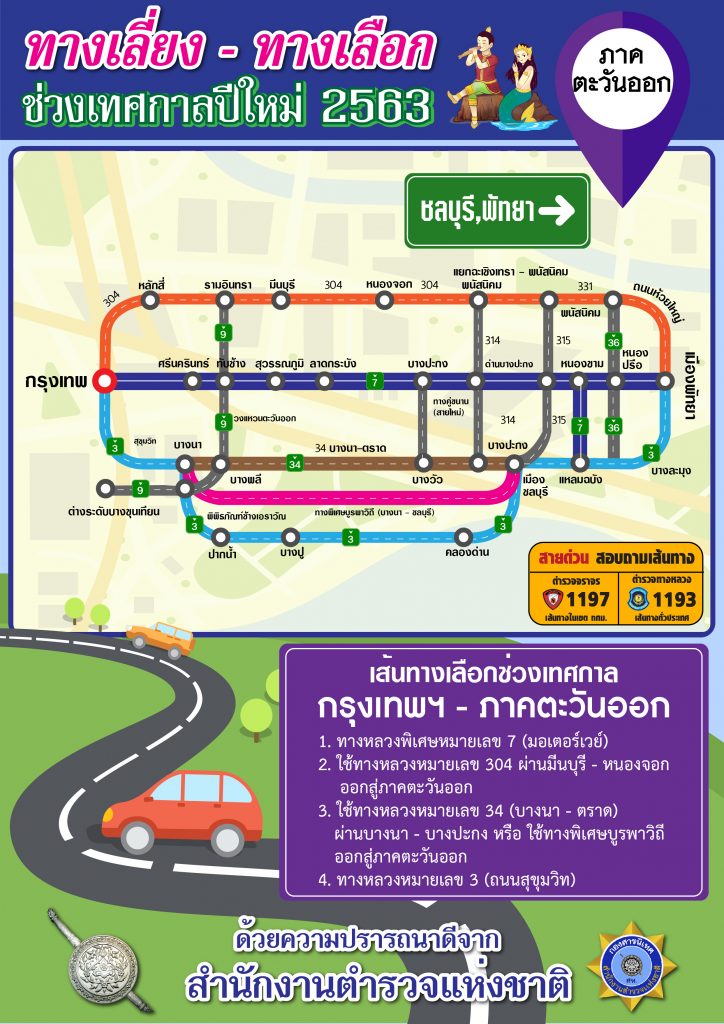 สำนักงานตำรวจแห่งชาติ แนะเส้นทางเลือก-ทางเลี่ยง ในช่วงเทศกาลปีใหม่ 2563